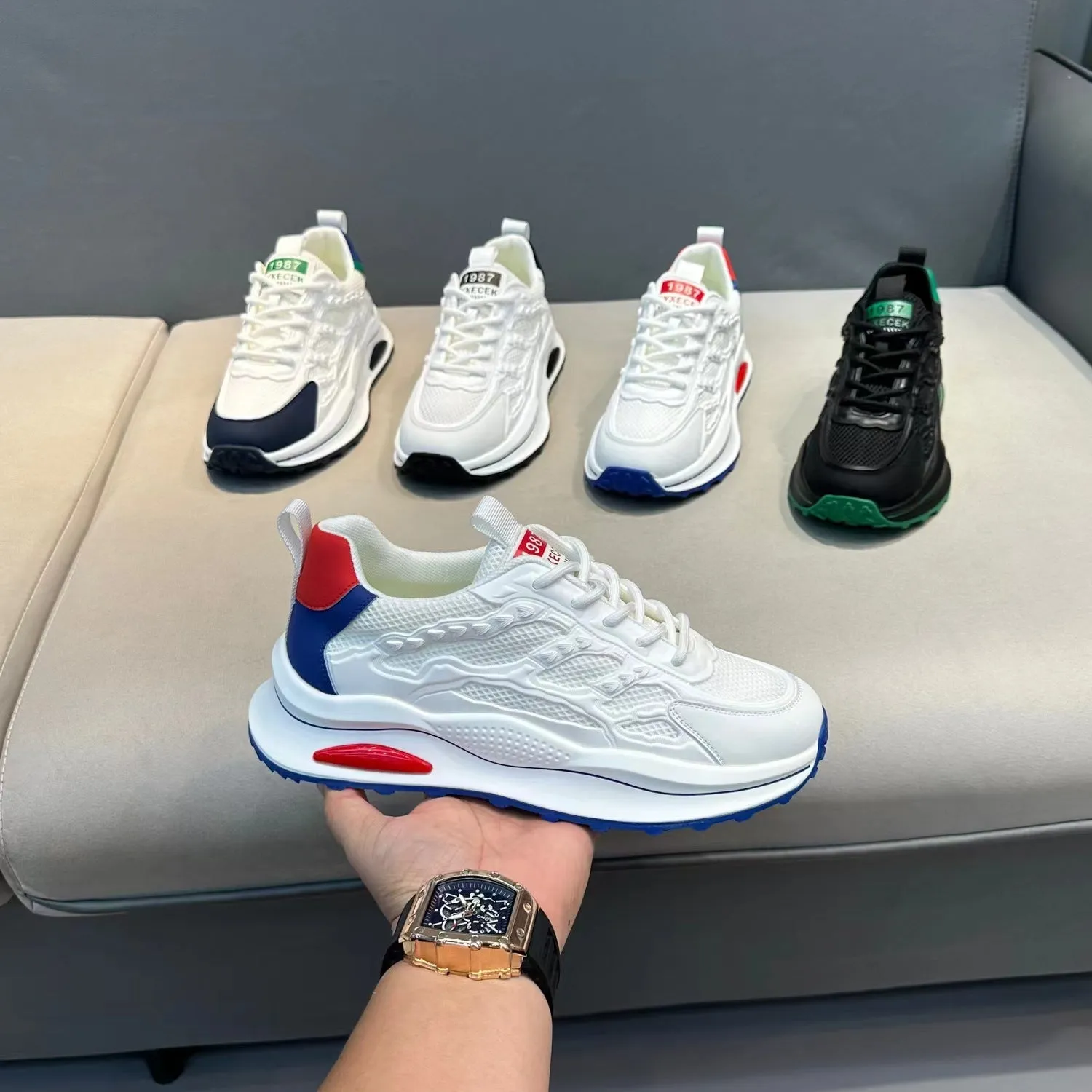 Shoes Lightweight  White Laceup Sneakers