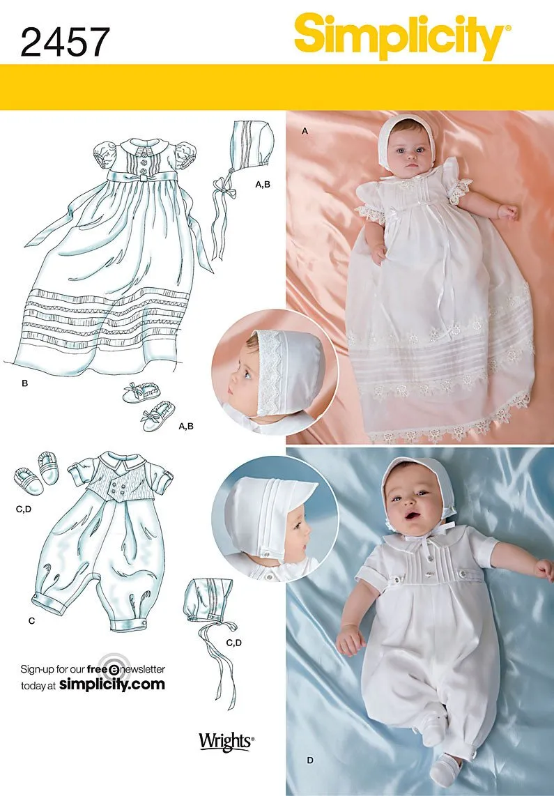 Simplicity Pattern 2457 Babies' Christening Set