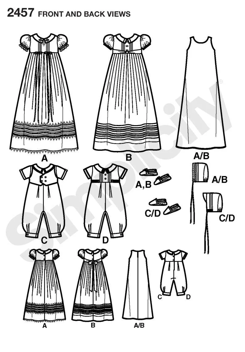 Simplicity Pattern 2457 Babies' Christening Set