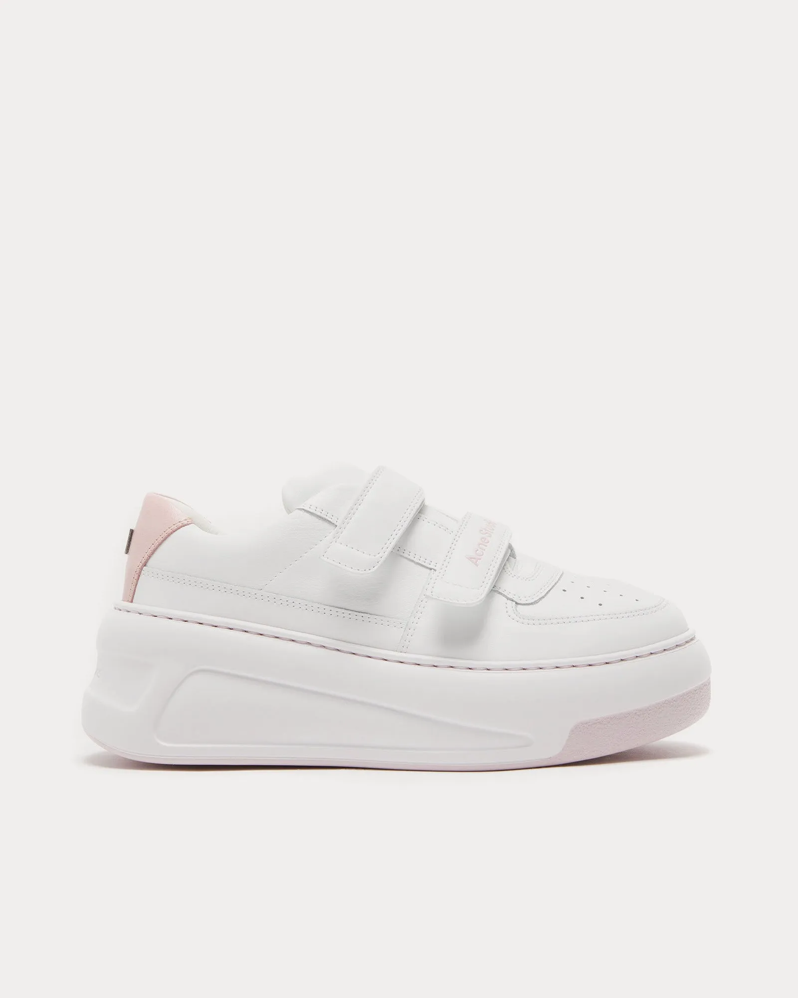 Steffey U Friend Raise Platform Velcro Strap Optic White / Pink Low Top Sneakers