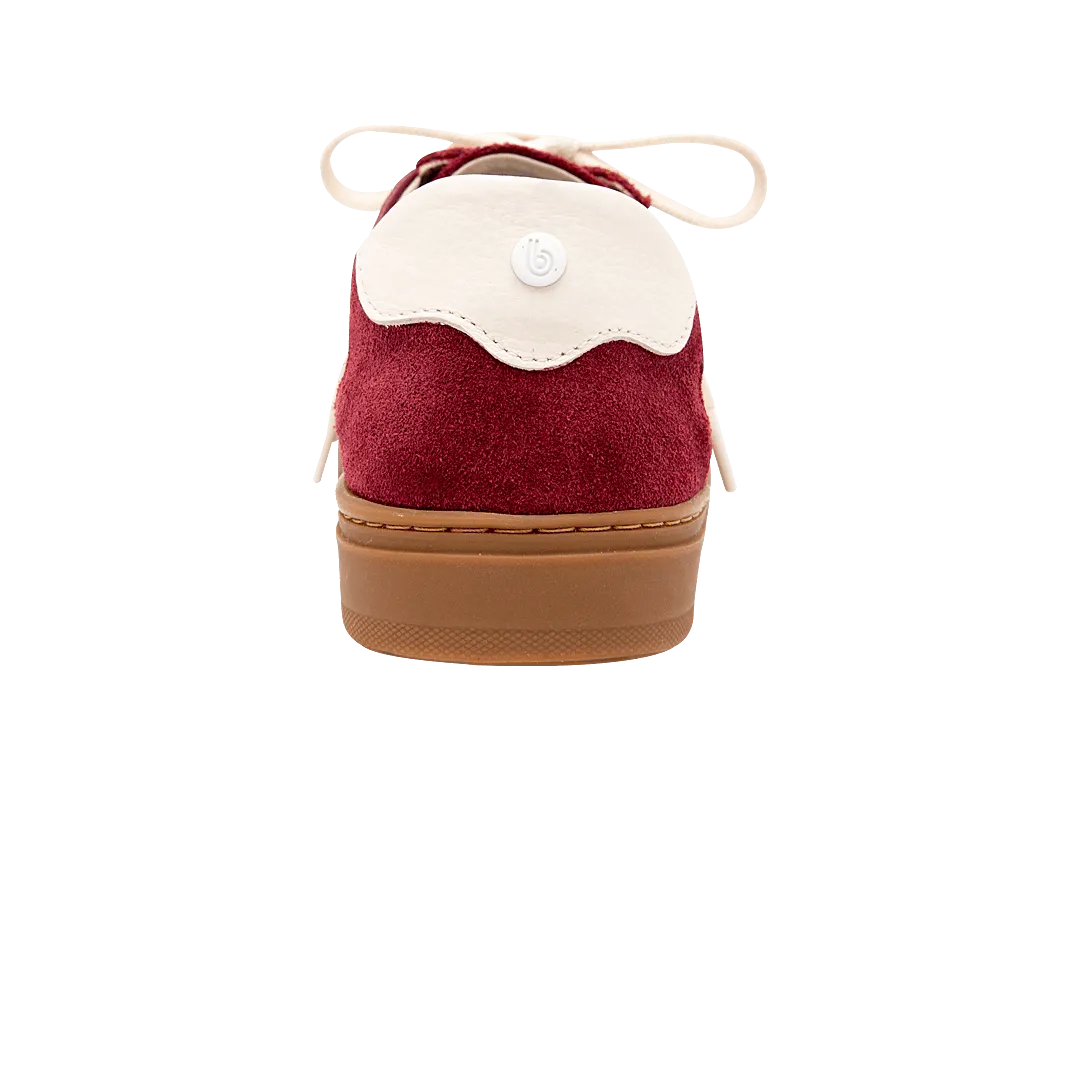 Tennis shoes in wine x pure white leather