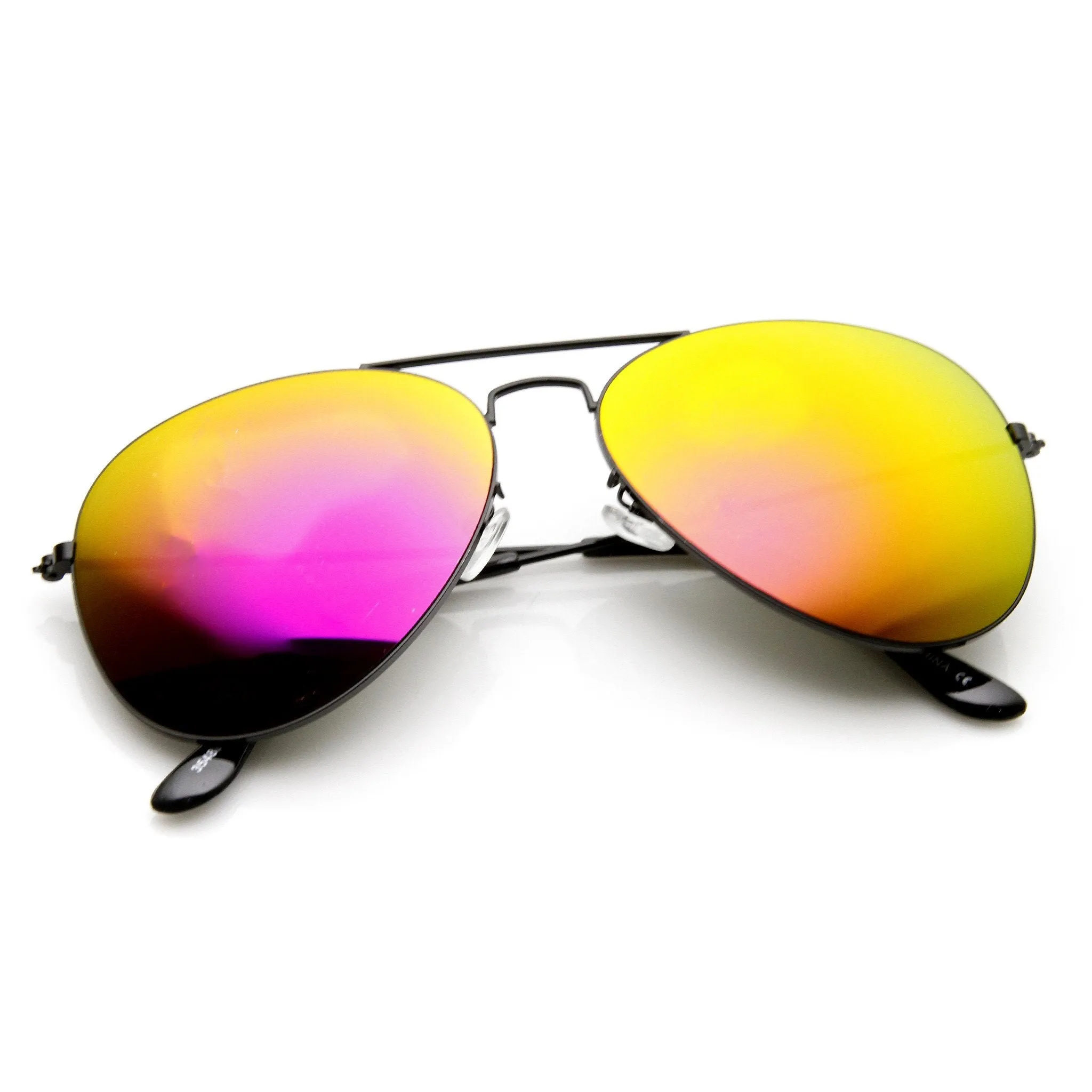 Ultra Thin Metal Frame Aviator Sunglasses With Flash Mirror Lenses 1493