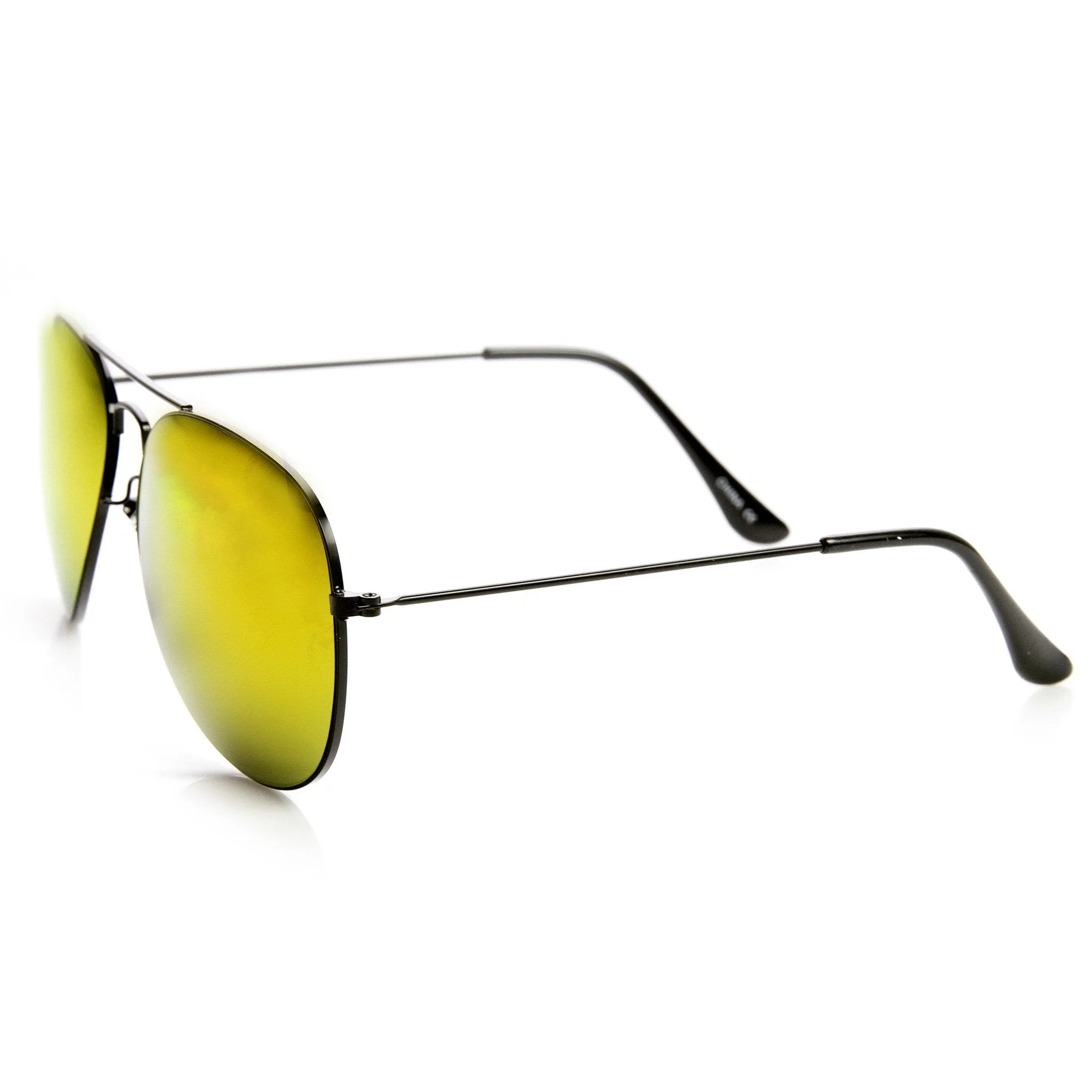 Ultra Thin Metal Frame Aviator Sunglasses With Flash Mirror Lenses 1493