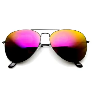 Ultra Thin Metal Frame Aviator Sunglasses With Flash Mirror Lenses 1493