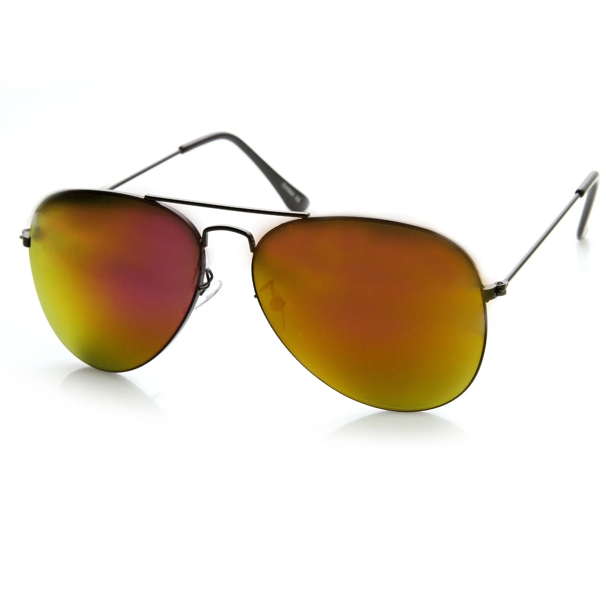 Ultra Thin Metal Frame Aviator Sunglasses With Flash Mirror Lenses 1493