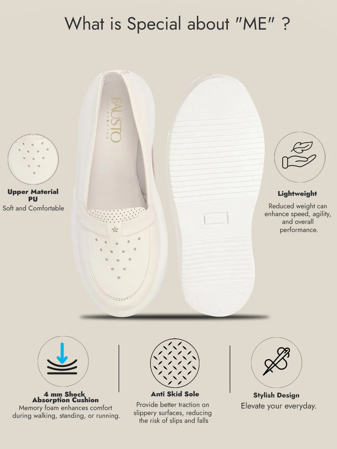 Women White Chunky Slip Ons Height Enhancer Lightweight Sneaker Shoe|Memory Cushion Insole|Comfortable Anti Skid Sole