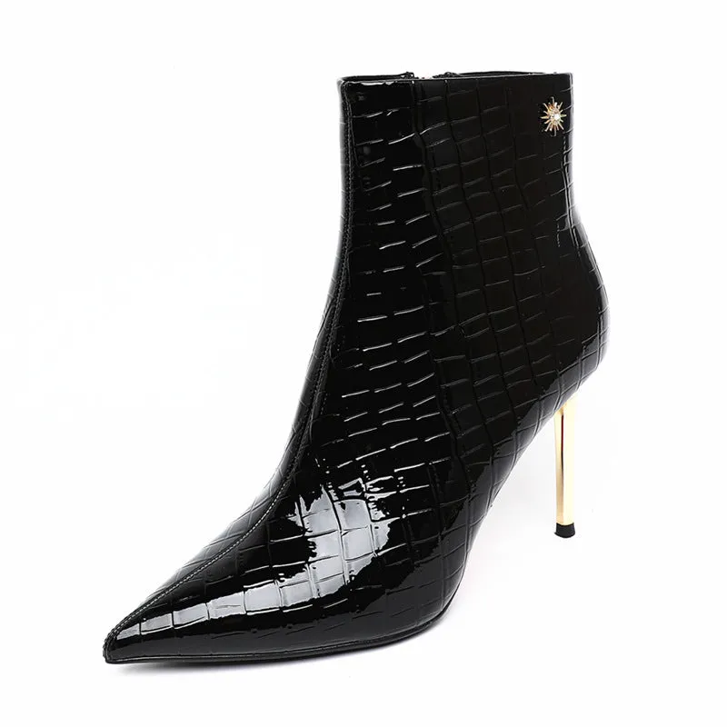 Womens Pointed High Heel Patent Leather Stilettos