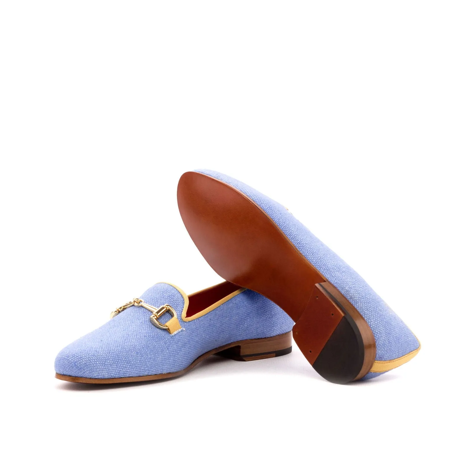 Women's Rose Leather Slippers Blue Yellow 3584