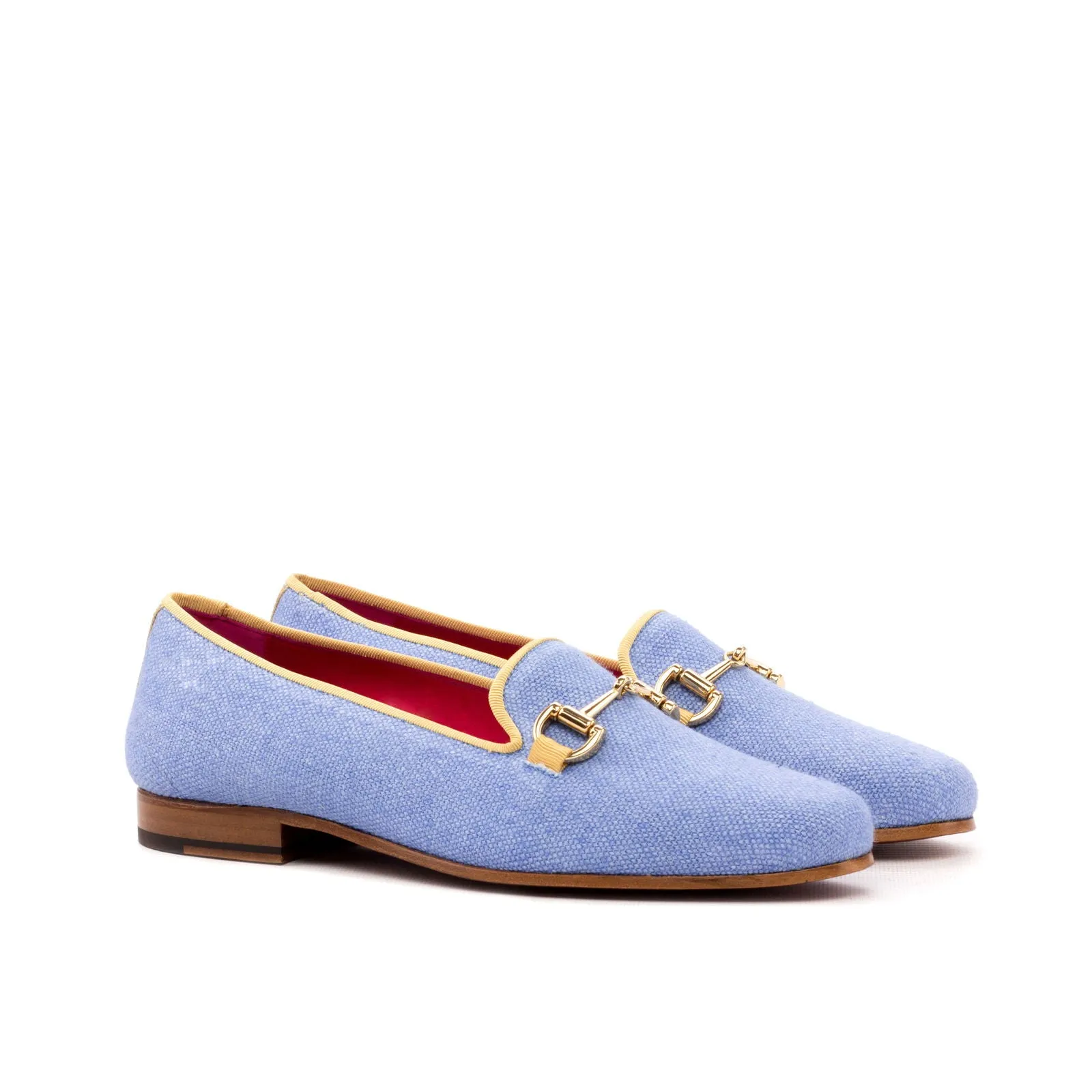 Women's Rose Leather Slippers Blue Yellow 3584