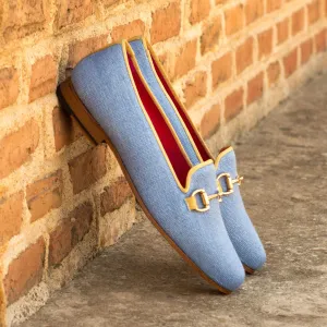 Women's Rose Leather Slippers Blue Yellow 3584