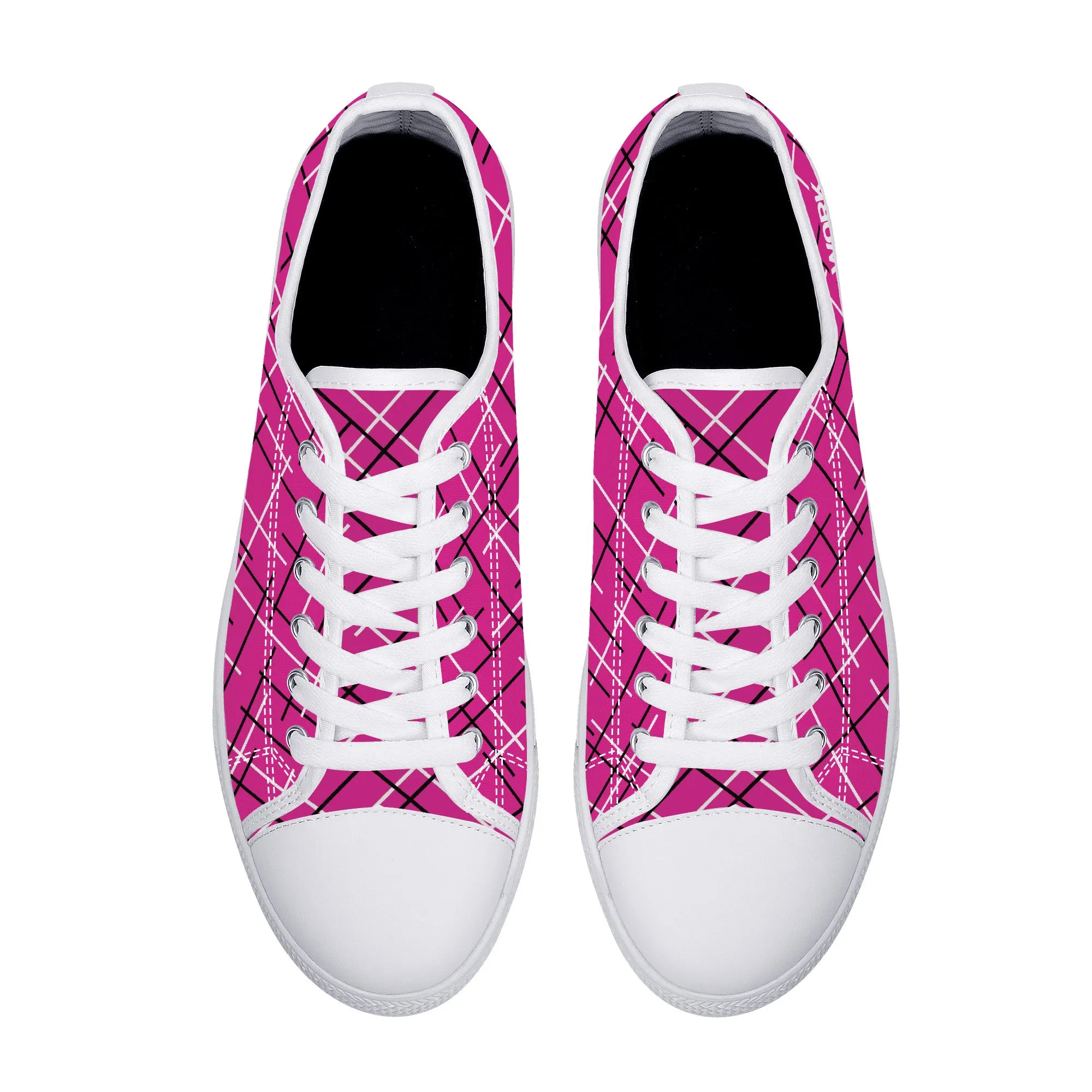 Work Hard Be Kind - Pink w/ LinesLow Top Canvas Shoes