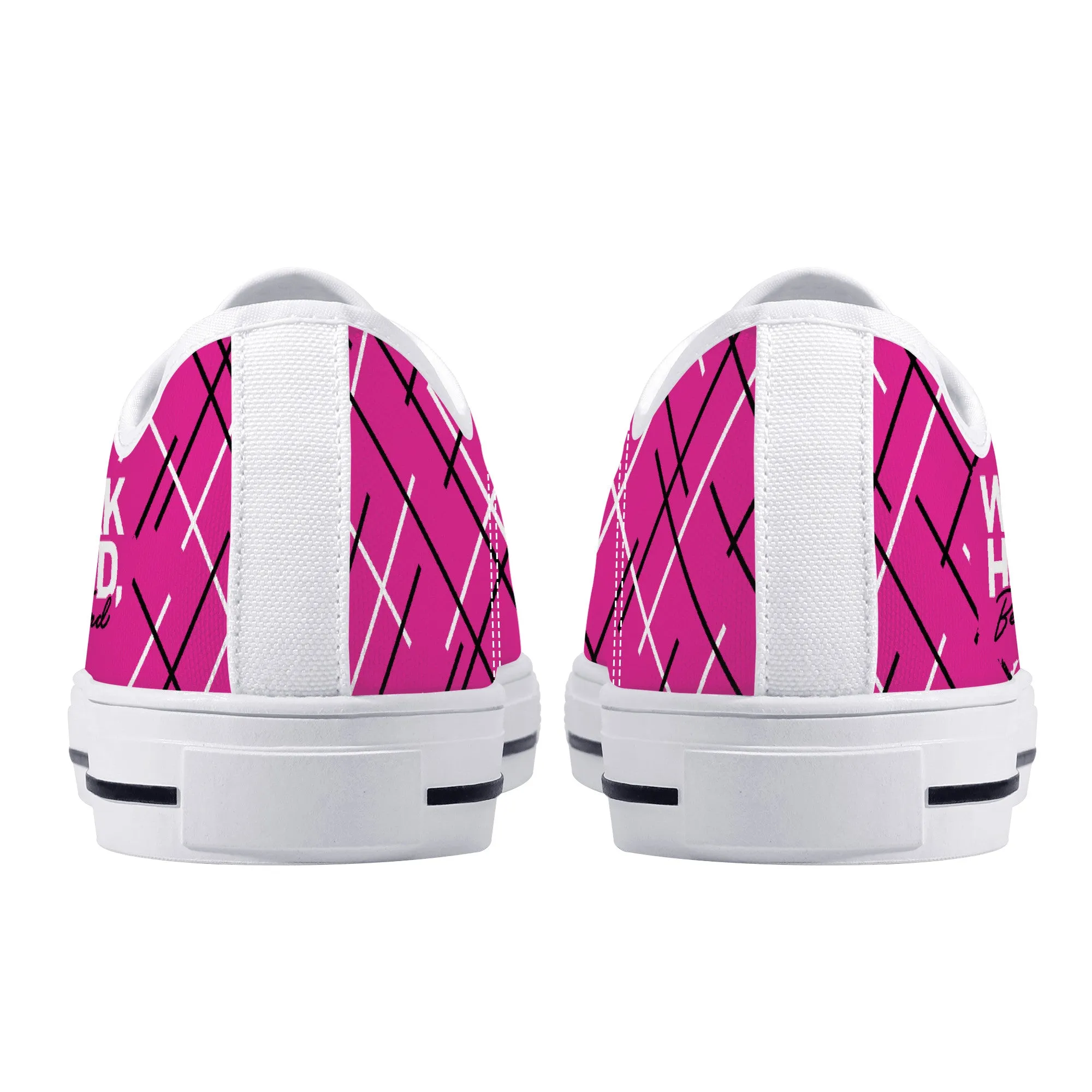 Work Hard Be Kind - Pink w/ LinesLow Top Canvas Shoes