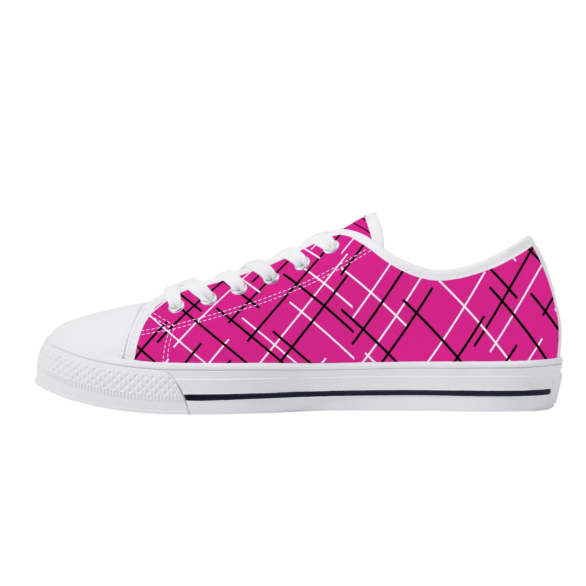 Work Hard Be Kind - Pink w/ LinesLow Top Canvas Shoes